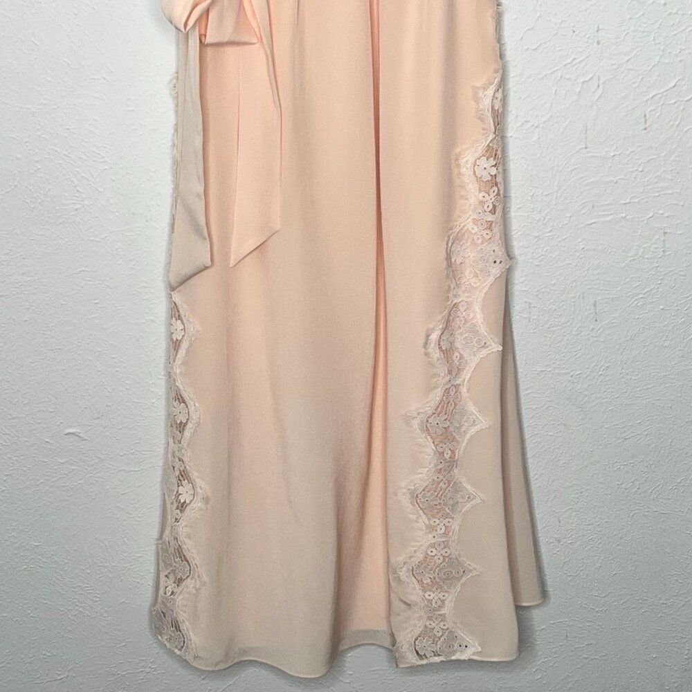 Women's JOIE Magdelen 100% Silk Peach Cream Lace Baby Pink Midi Dress Size XS - Picture 4 of 9